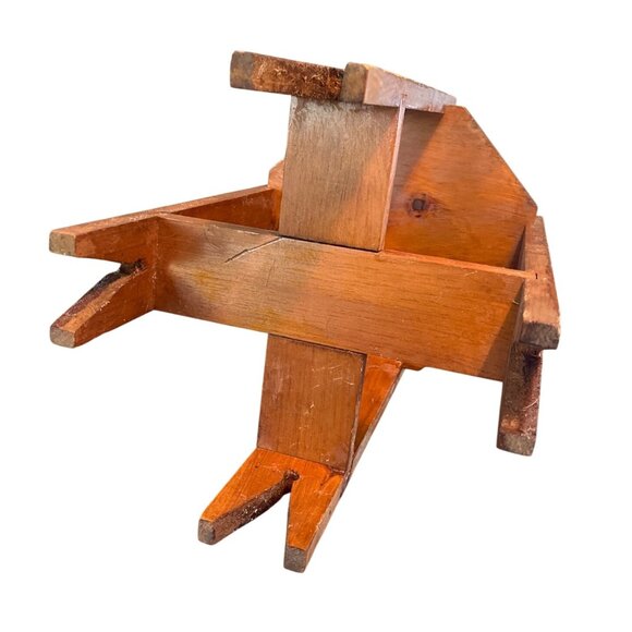 Handmade Vtg Wooden Plant Stand Hexagonal Two-Tier MCM Decor - Picture 4 of 5